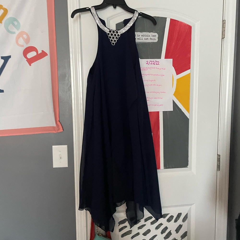 navy blue, formal dress